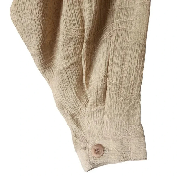 IC Collection Top Cream Long Sleeve Front Button Mock Neck For Women - Picture 9 of 9